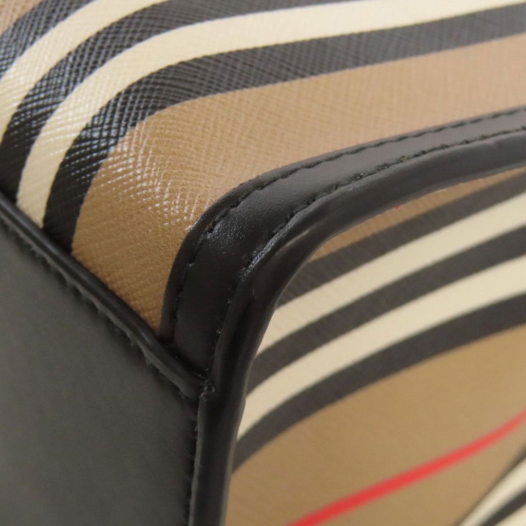 BURBERRY Tote Bag PVC beige stripe Women Used Authentic