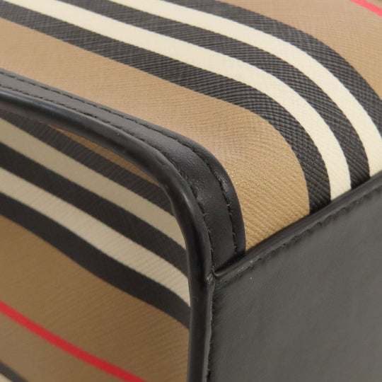BURBERRY Tote Bag PVC beige stripe Women Used Authentic