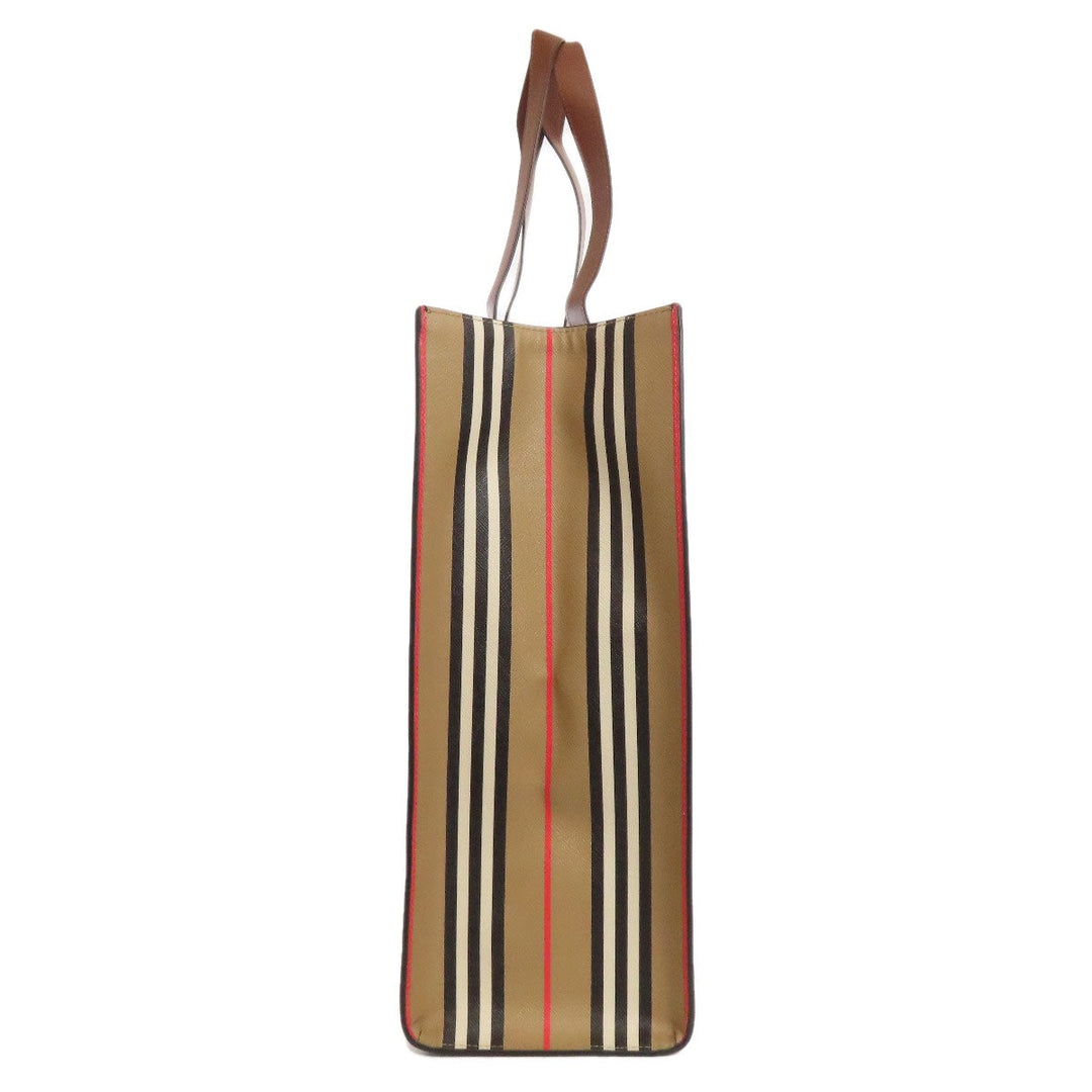 BURBERRY Tote Bag PVC beige stripe Women Used Authentic