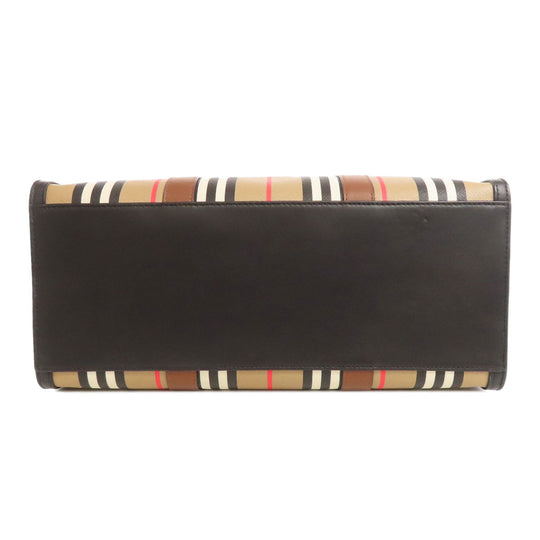 BURBERRY Tote Bag PVC beige stripe Women Used Authentic