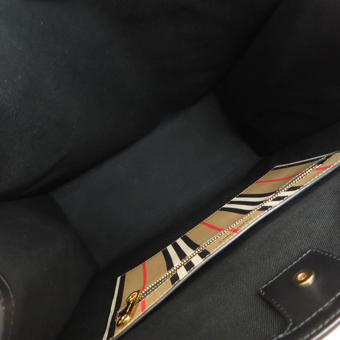 BURBERRY Tote Bag PVC beige stripe Women Used Authentic