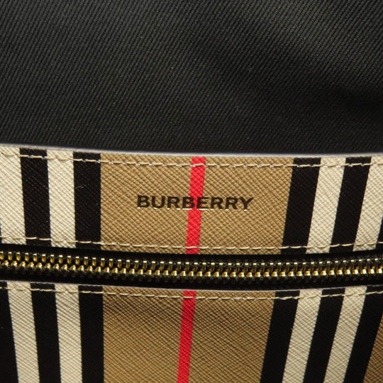 BURBERRY Tote Bag PVC beige stripe Women Used Authentic