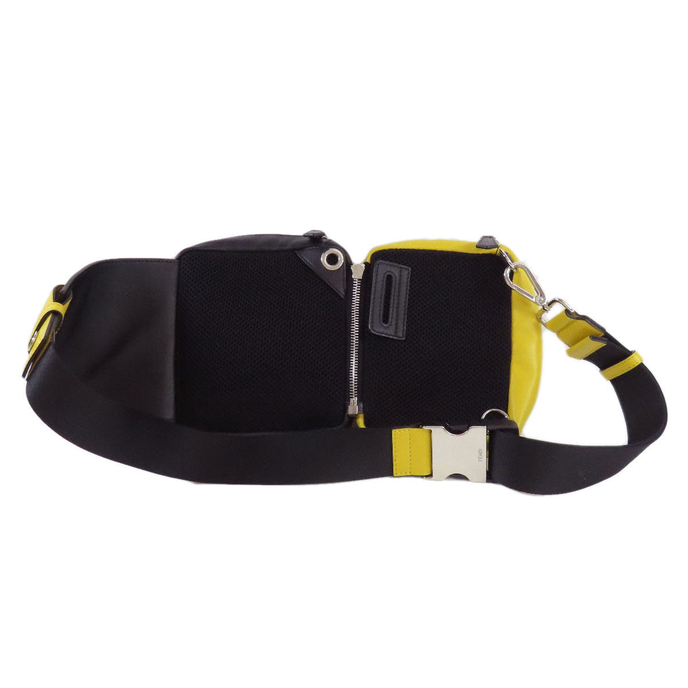 FENDI Sling bag PVC , Calfskin black Zucca Pattern Women Used Authentic