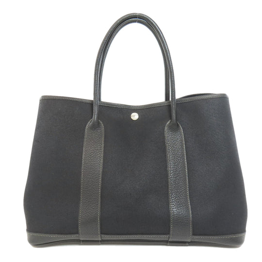 HERMES Tote Bag Towar Officche black Garden Party PM SilverMetal Women Used Authentic