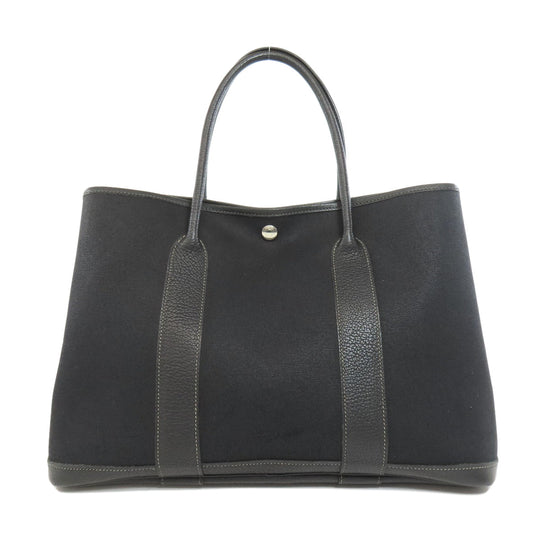 HERMES Tote Bag Towar Officche black Garden Party PM SilverMetal Women Used Authentic