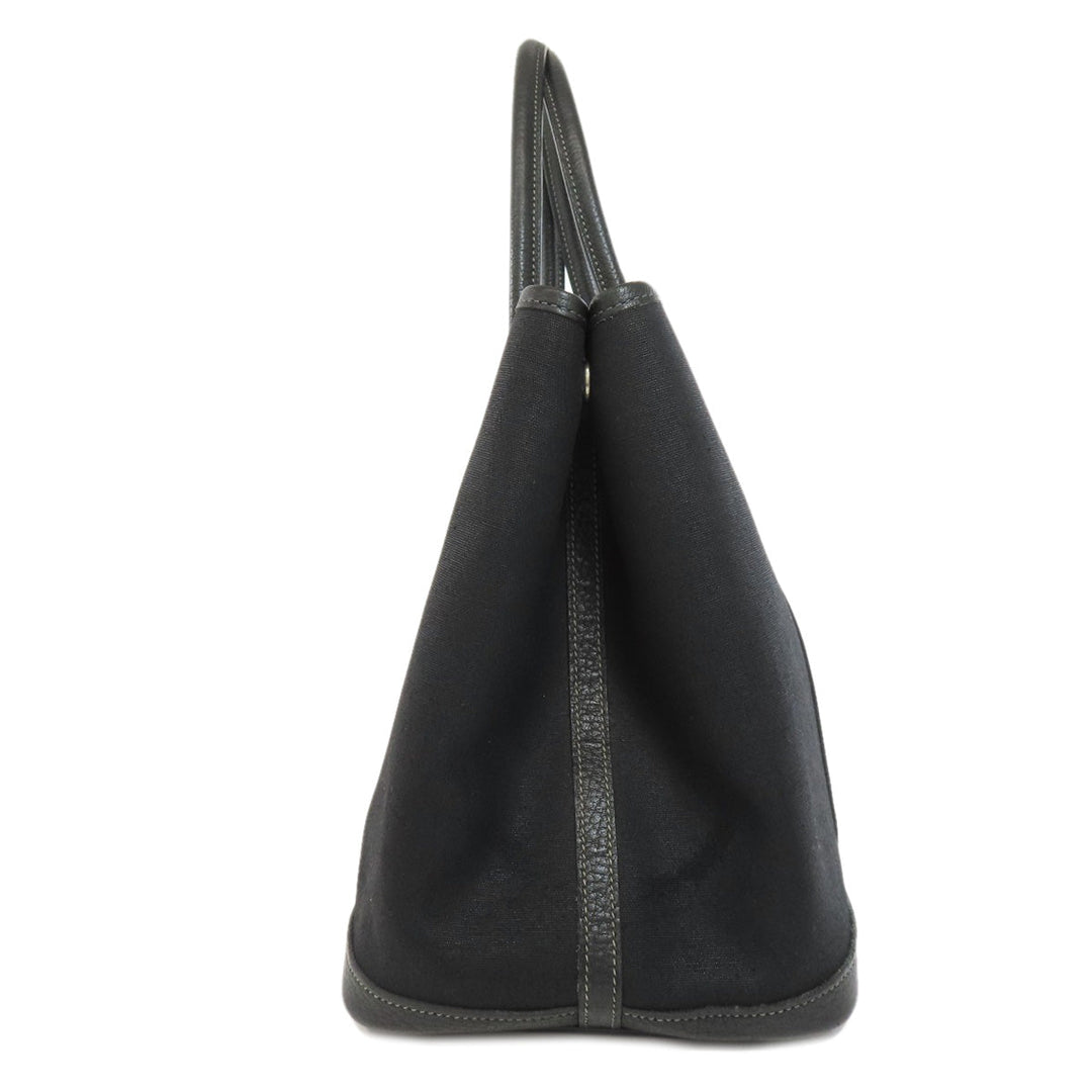 HERMES Tote Bag Towar Officche black Garden Party PM SilverMetal Women Used Authentic
