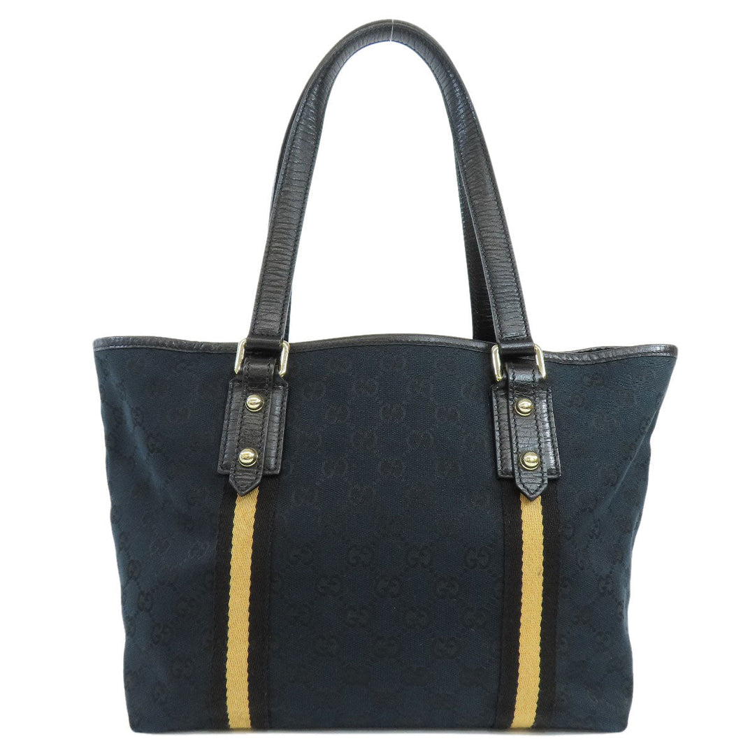 GUCCI Tote Bag 137396 canvas black GG Women Used Authentic