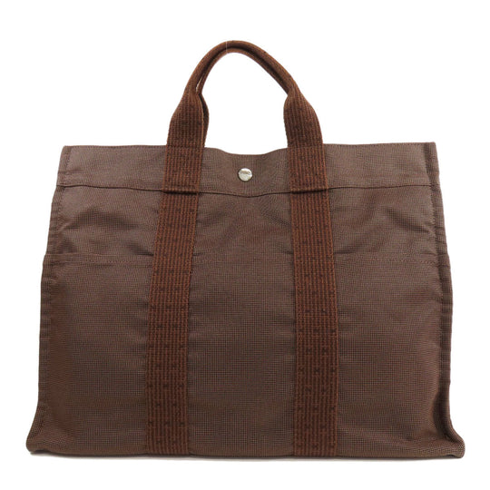 HERMES Handbag canvas Brown Her LineMM Women Used Authentic