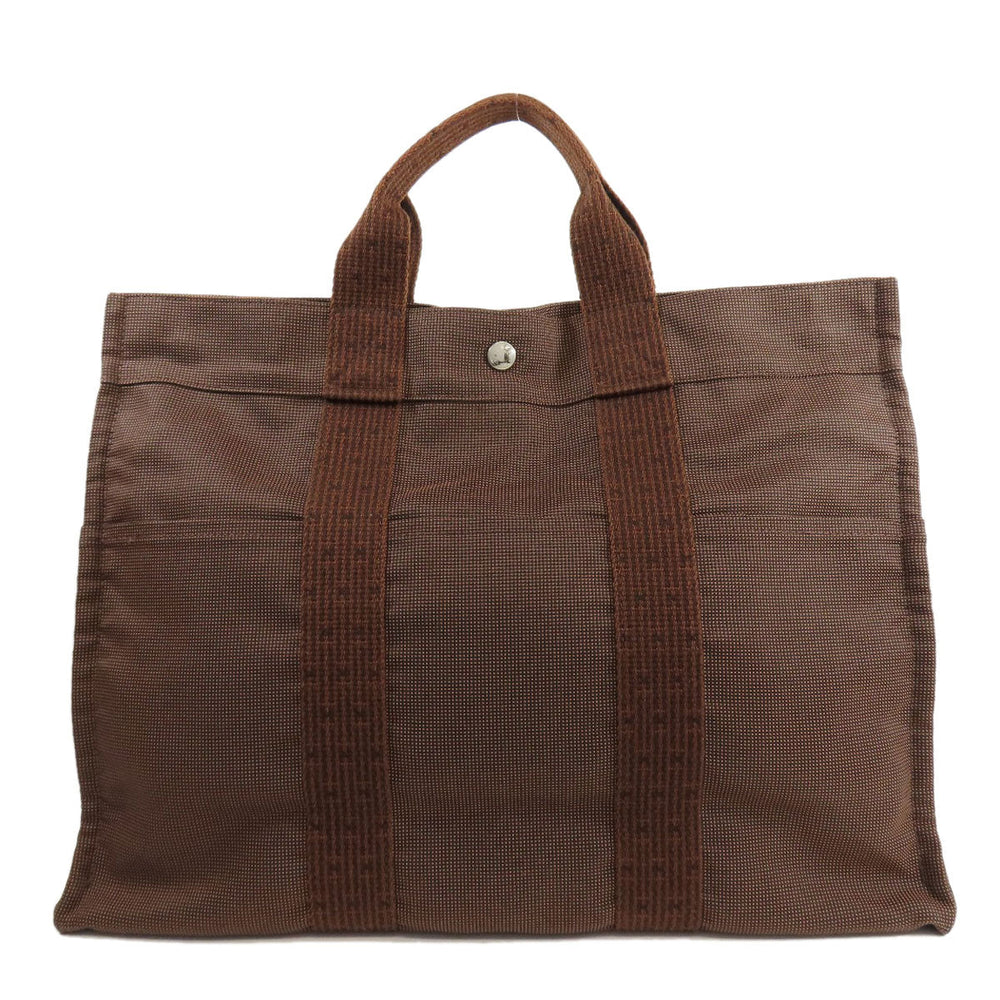 HERMES Handbag canvas Brown Her LineMM Women Used Authentic