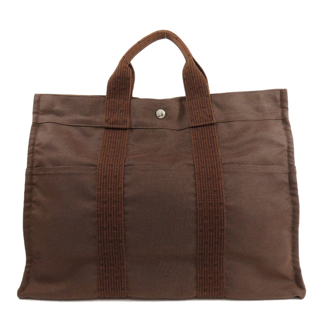 HERMES Handbag canvas Brown Her LineMM Women Used Authentic