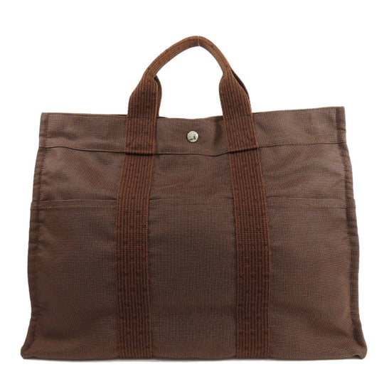 HERMES Handbag canvas Brown Her LineMM Women Used Authentic
