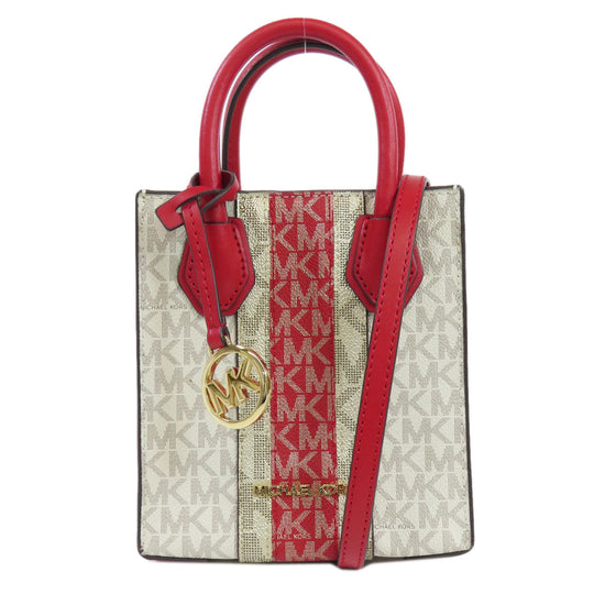 MICHAEL KORS Handbag PVC white Mercer MK Signature 2WAY Women Used Authentic