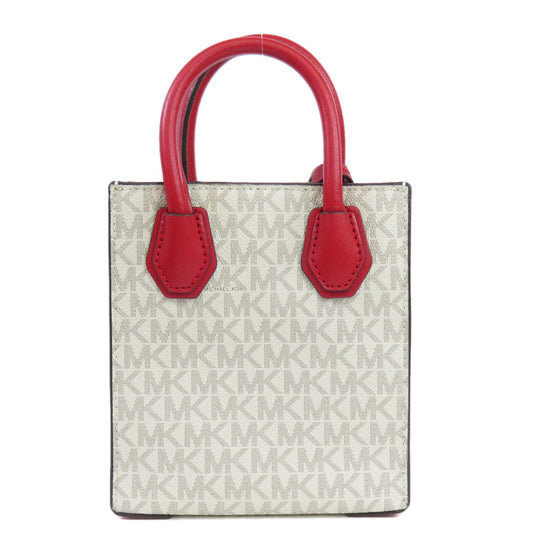 MICHAEL KORS Handbag PVC white Mercer MK Signature 2WAY Women Used Authentic