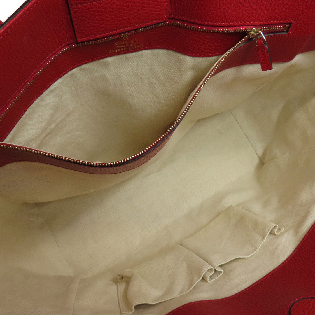 GUCCI Tote Bag 354397 leather Red Swing Women Used Authentic
