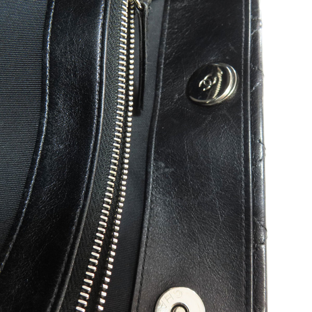 CHANEL Tote Bag lambskin black Matelasse Chain Bag SilverMetal