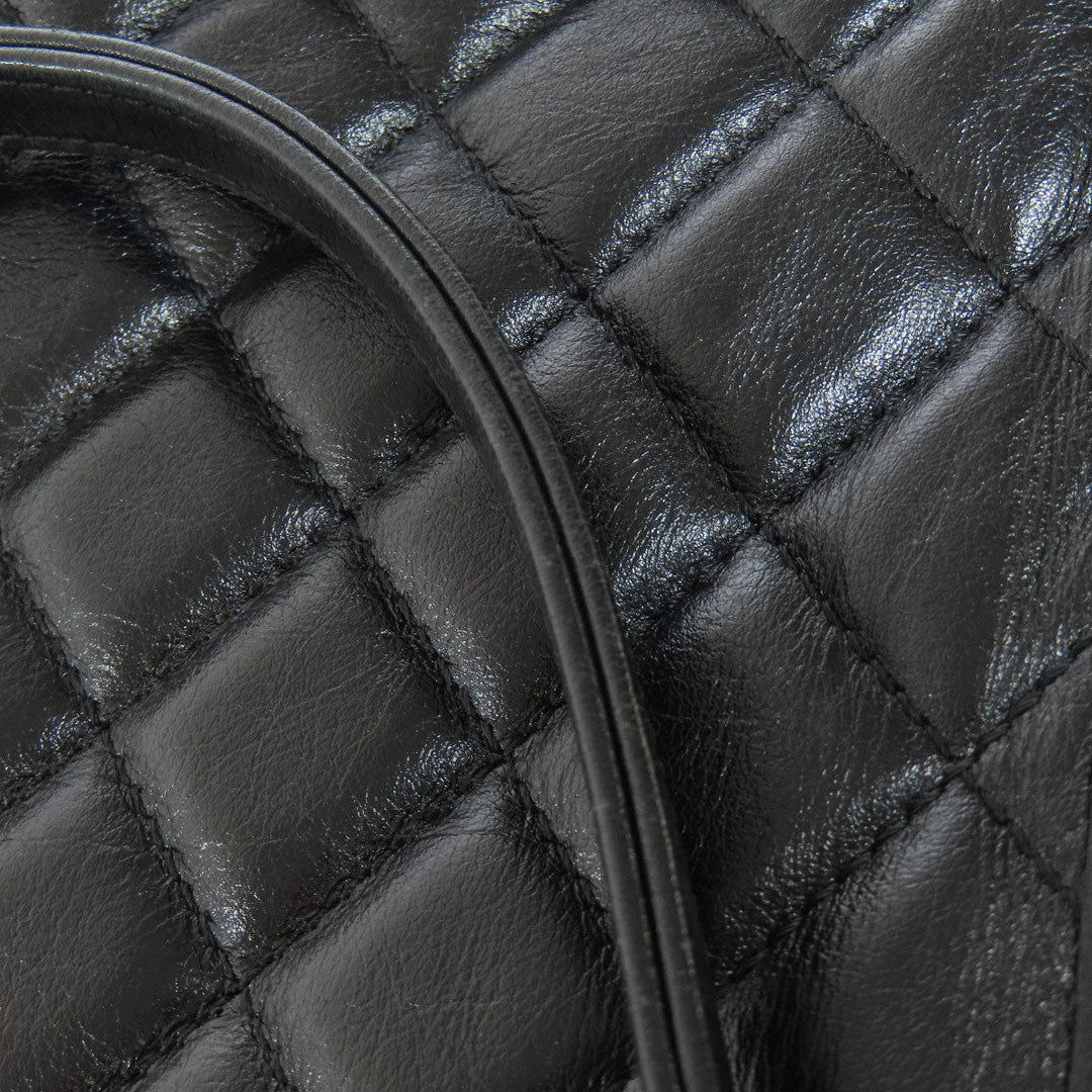 CHANEL Tote Bag lambskin black Matelasse Chain Bag SilverMetal