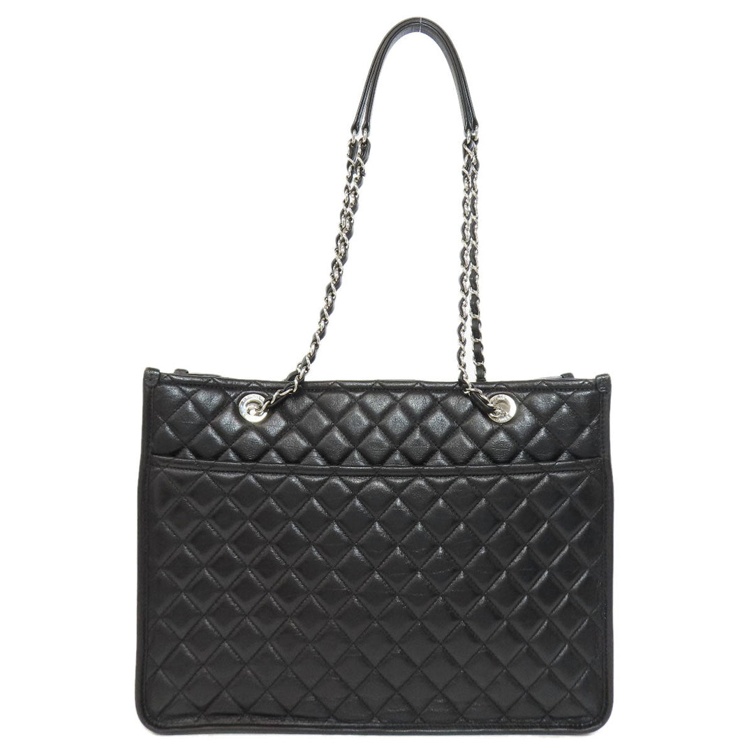 CHANEL Tote Bag lambskin black Matelasse Chain Bag SilverMetal