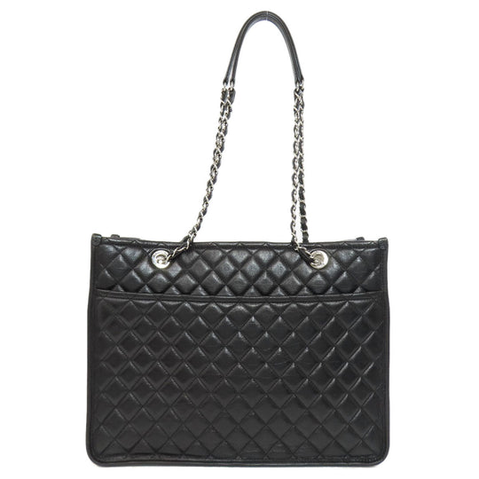 CHANEL Tote Bag lambskin black Matelasse Chain Bag SilverMetal