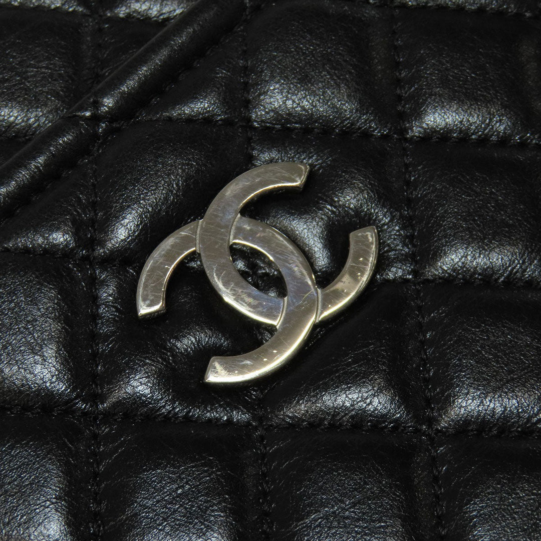 CHANEL Tote Bag lambskin black Matelasse Chain Bag SilverMetal