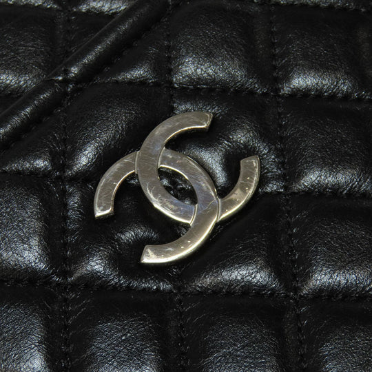 CHANEL Tote Bag lambskin black Matelasse Chain Bag SilverMetal