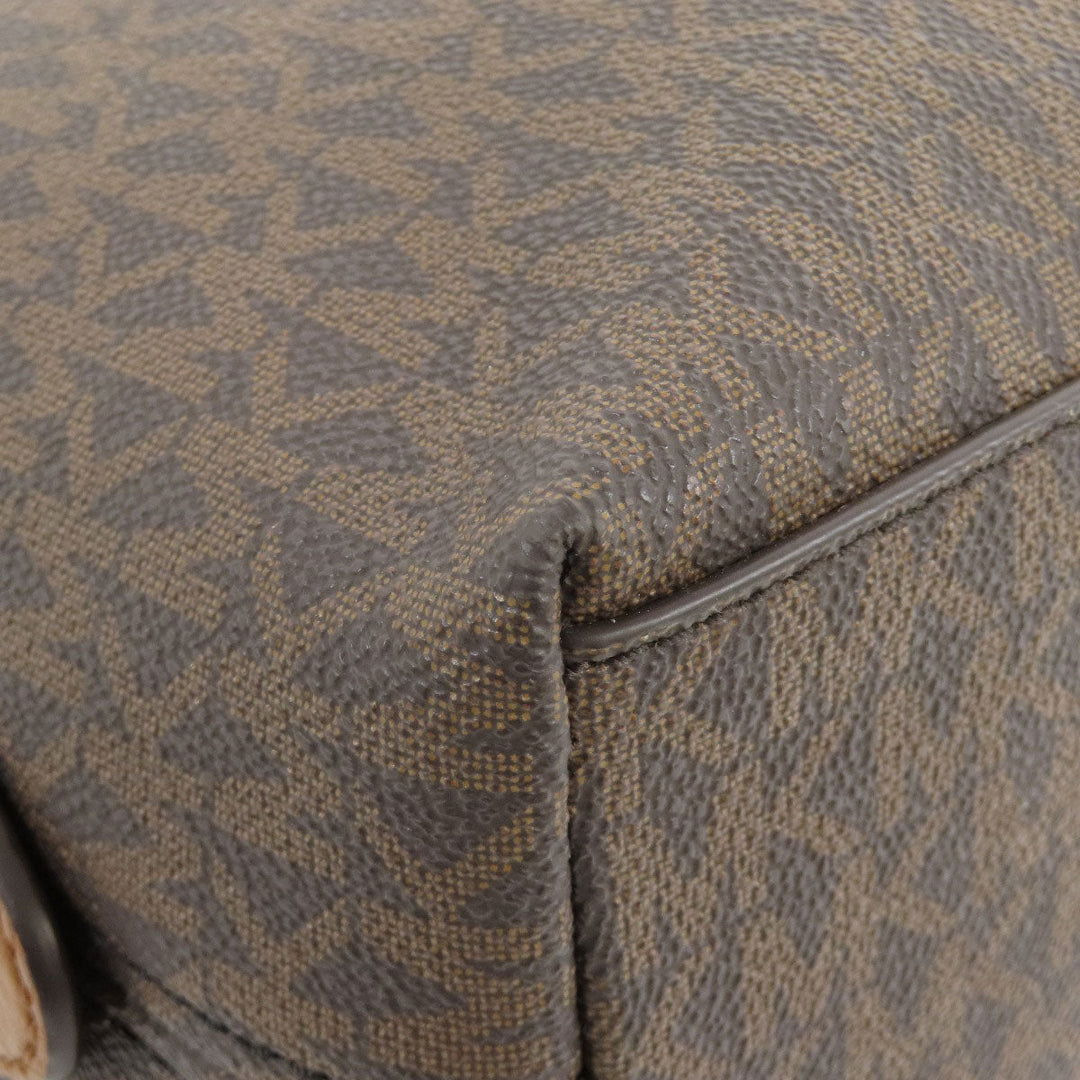 MICHAEL KORS Tote Bag PVC Brown MK signature Women Used Authentic