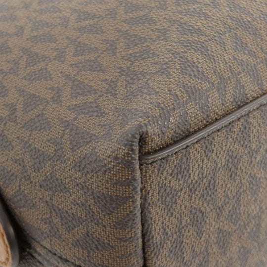 MICHAEL KORS Tote Bag PVC Brown MK signature Women Used Authentic