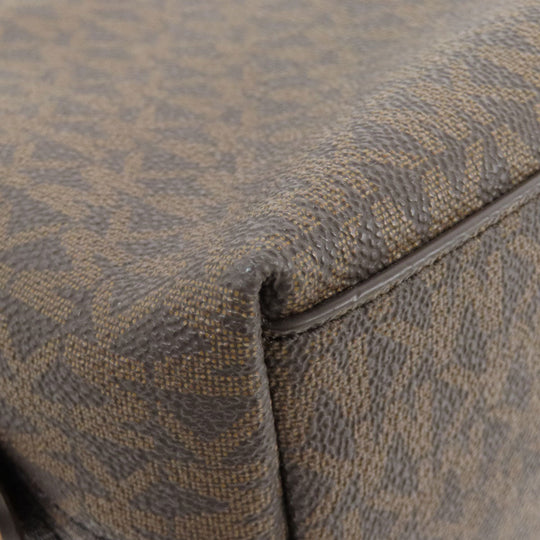 MICHAEL KORS Tote Bag PVC Brown MK signature Women Used Authentic