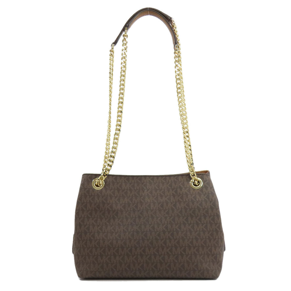 MICHAEL KORS Tote Bag PVC Brown MK signature Women Used Authentic