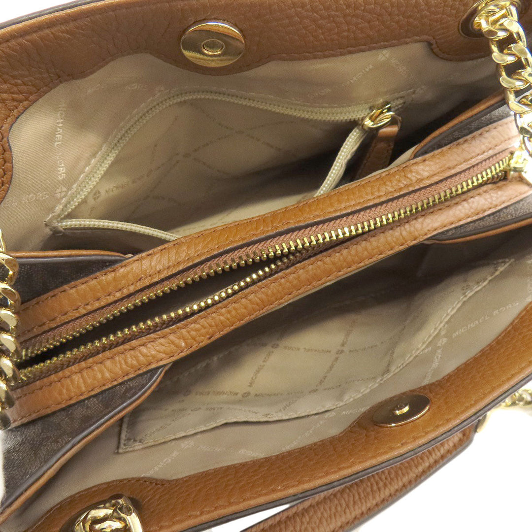 MICHAEL KORS Tote Bag PVC Brown MK signature Women Used Authentic