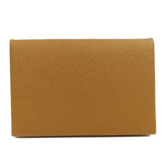HERMES Card Case Epsom Brown Calvi SilverMetal Women(Unisex) Used Authentic