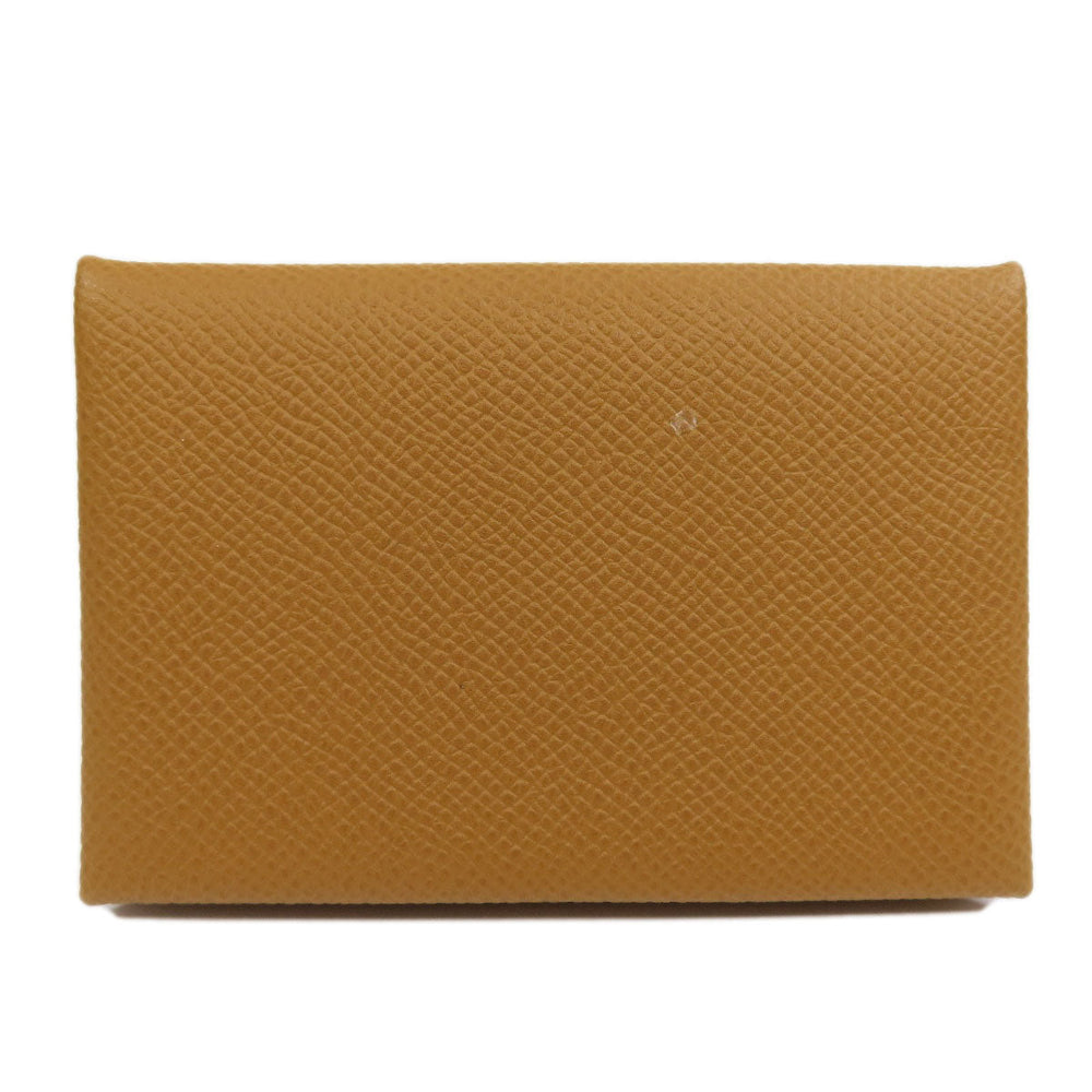 HERMES Card Case Epsom Brown Calvi SilverMetal Women(Unisex) Used Authentic