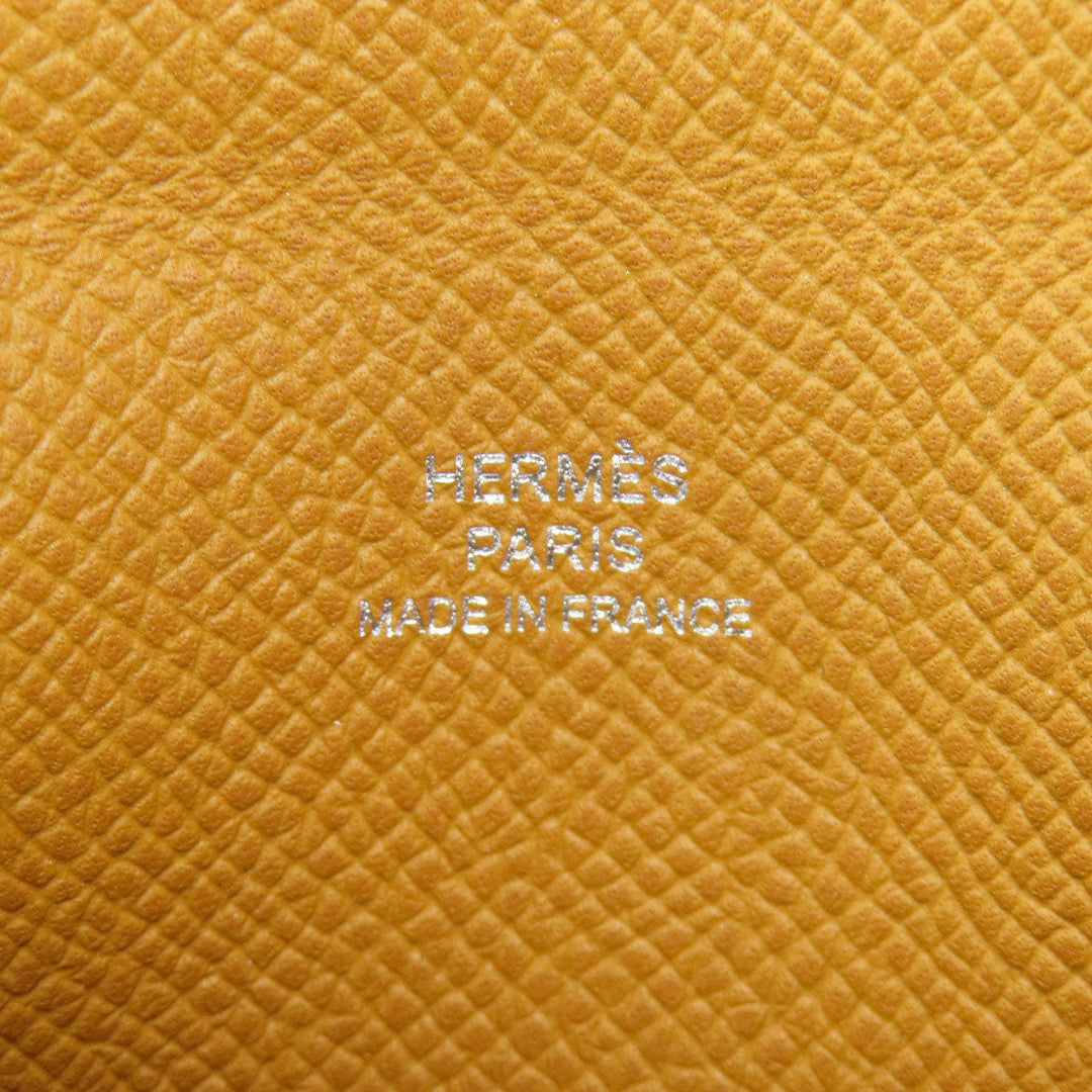 HERMES Card Case Epsom Brown Calvi SilverMetal Women(Unisex) Used Authentic