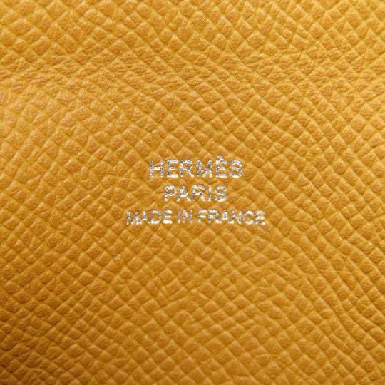 HERMES Card Case Epsom Brown Calvi SilverMetal Women(Unisex) Used Authentic