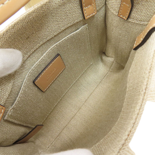Chloe Handbag canvas Brown Woody Mini 2WAY Women Used Authentic