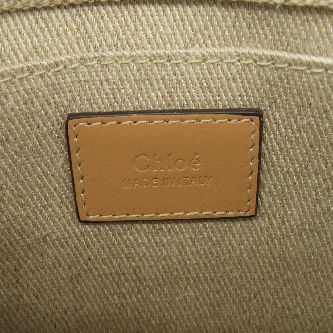 Chloe Handbag canvas Brown Woody Mini 2WAY Women Used Authentic
