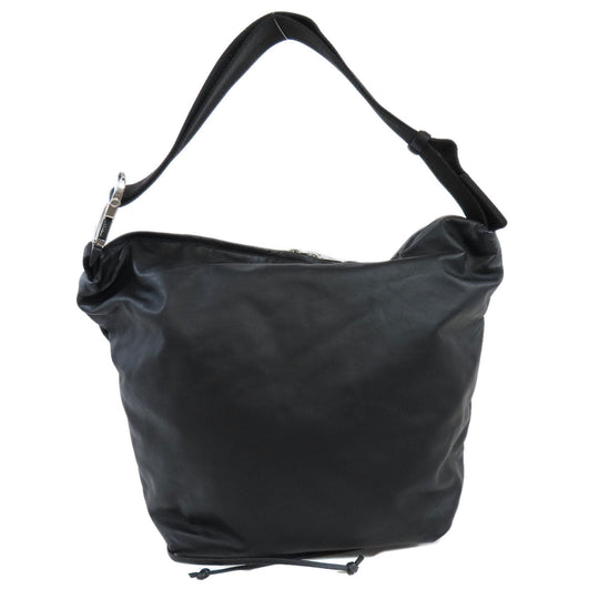 BOTTEGAVENETA Shoulder Bag lambskin black simple design one belt Women Used Authentic