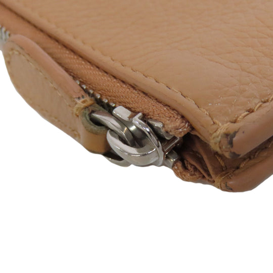 BALENCIAGA Coin case 637130 leather beige logo Women Used Authentic