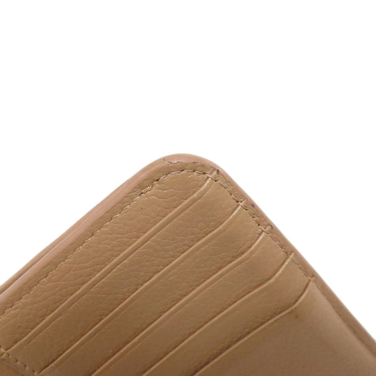BALENCIAGA Coin case 637130 leather beige logo Women Used Authentic
