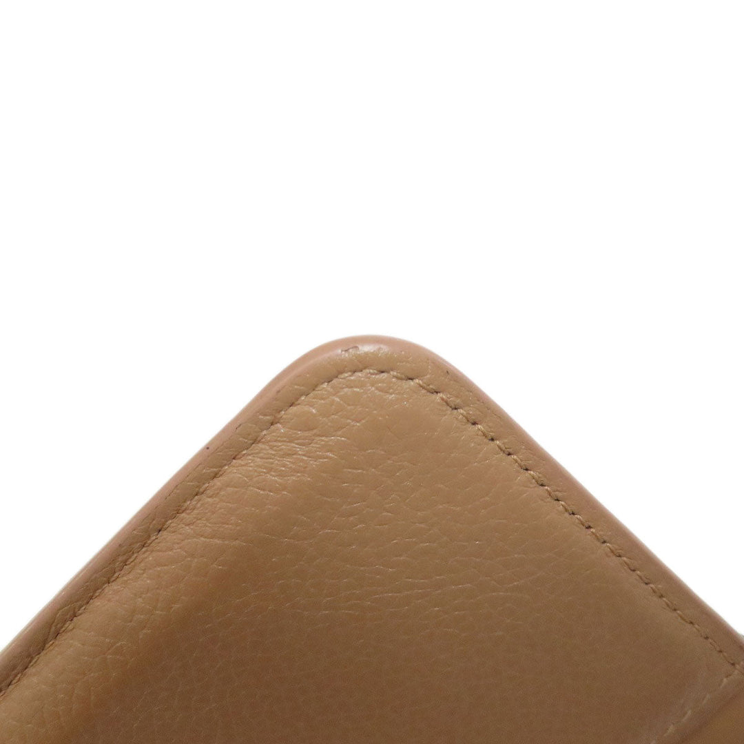 BALENCIAGA Coin case 637130 leather beige logo Women Used Authentic