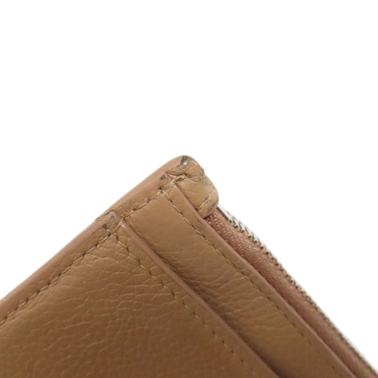 BALENCIAGA Coin case 637130 leather beige logo Women Used Authentic
