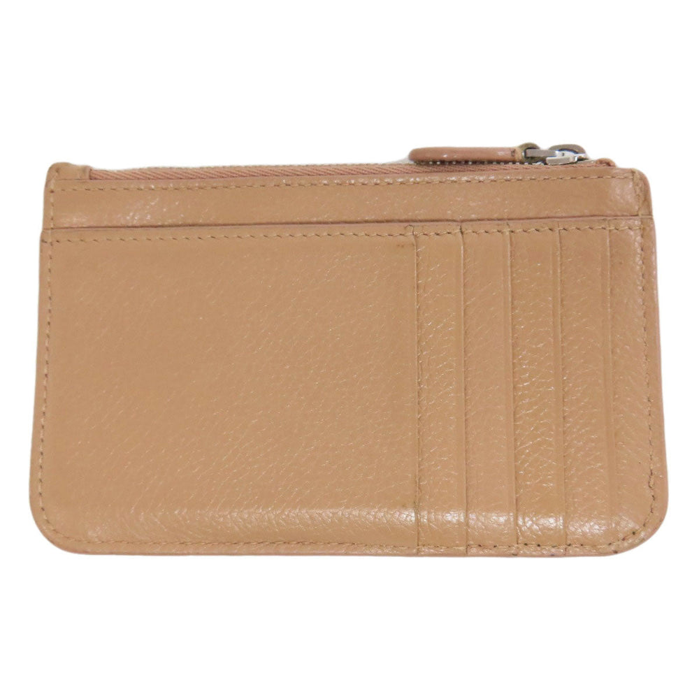BALENCIAGA Coin case 637130 leather beige logo Women Used Authentic