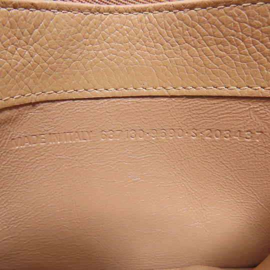 BALENCIAGA Coin case 637130 leather beige logo Women Used Authentic