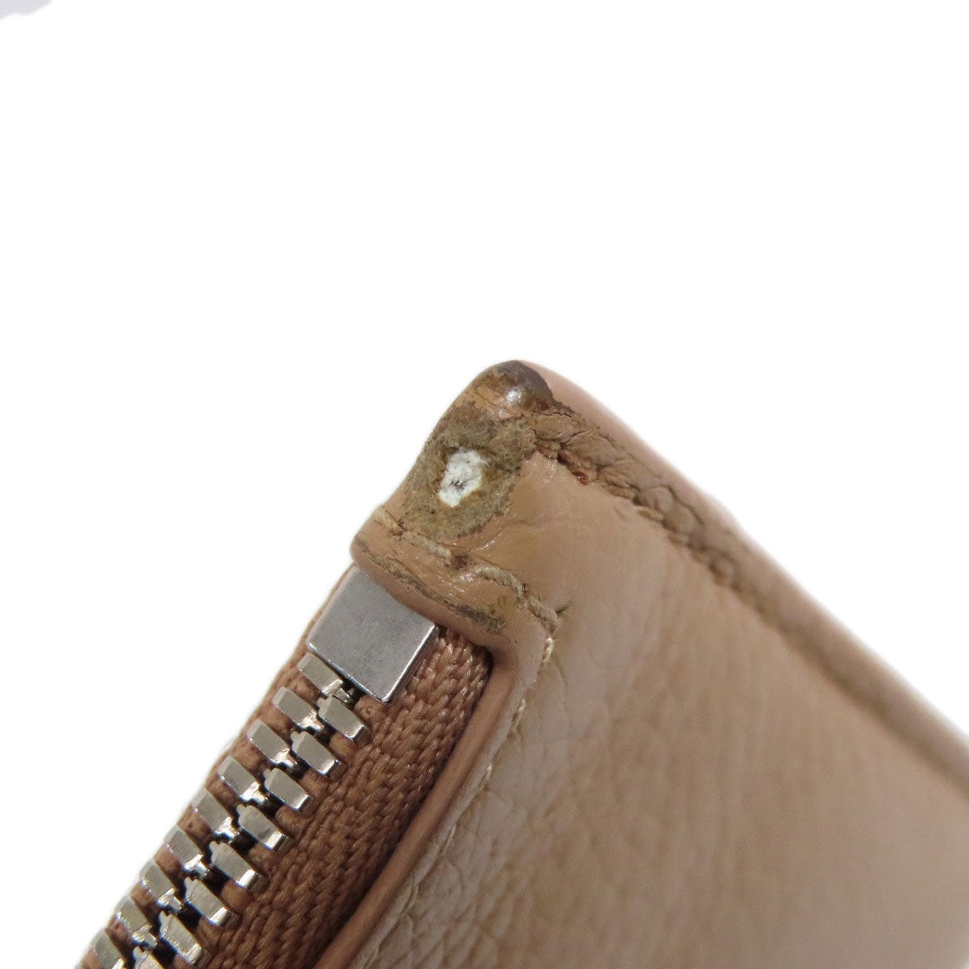 BALENCIAGA Coin case 637130 leather beige logo Women Used Authentic