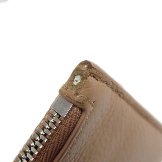 BALENCIAGA Coin case 637130 leather beige logo Women Used Authentic