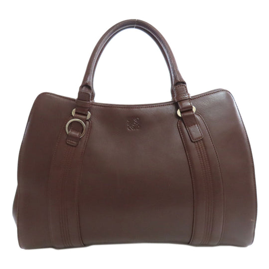 LOEWE Tote Bag leather black anagram Women Used Authentic