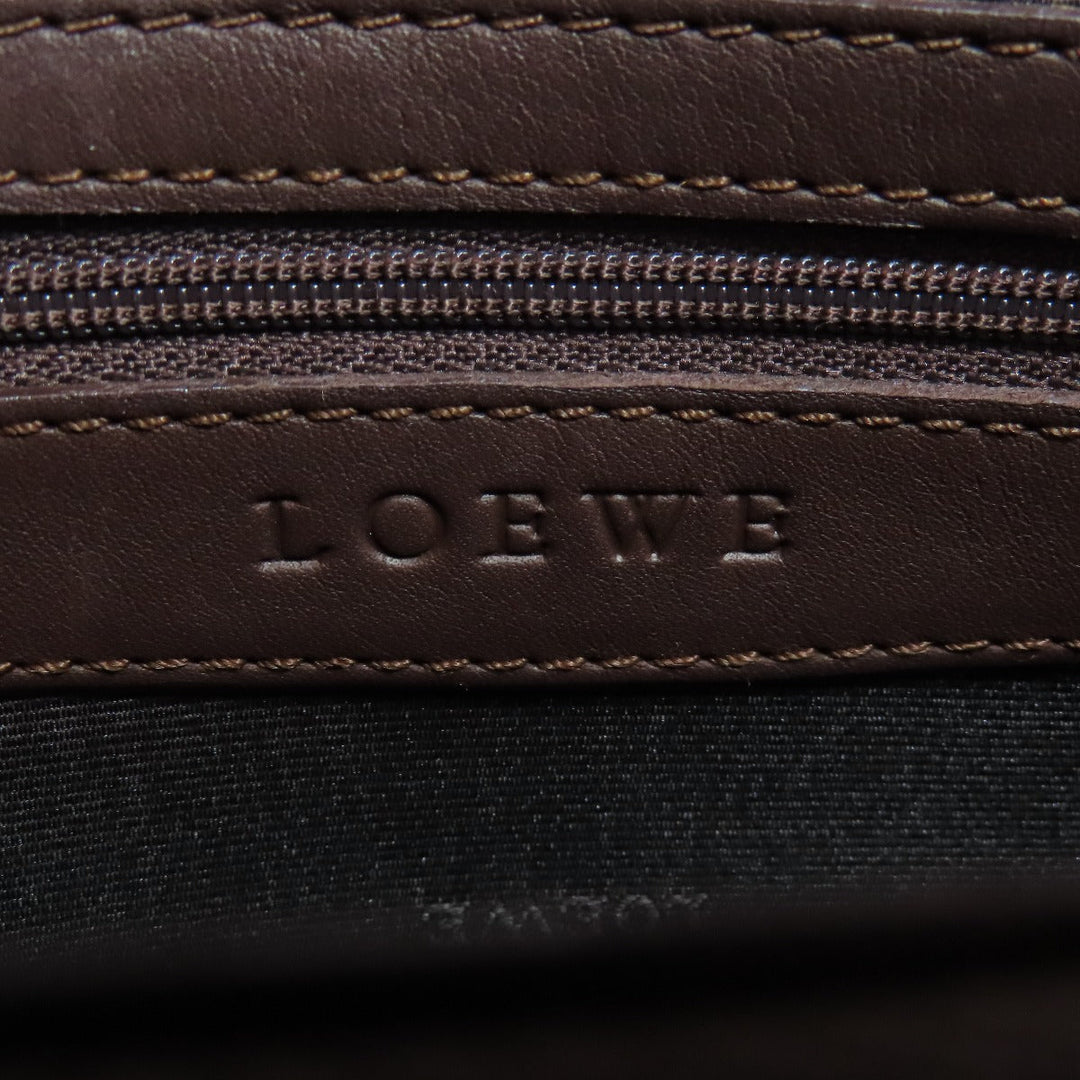 LOEWE Tote Bag leather black anagram Women Used Authentic