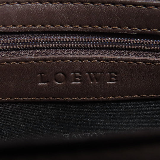 LOEWE Tote Bag leather black anagram Women Used Authentic