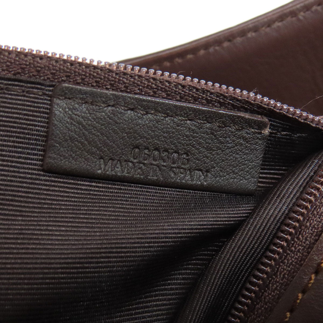 LOEWE Tote Bag leather black anagram Women Used Authentic