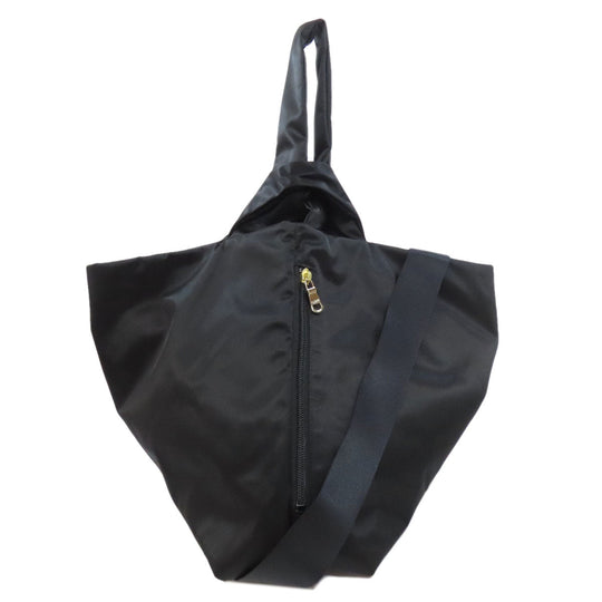 russet Shoulder Bag Nylon black Simple design 2WAY Women Used Authentic