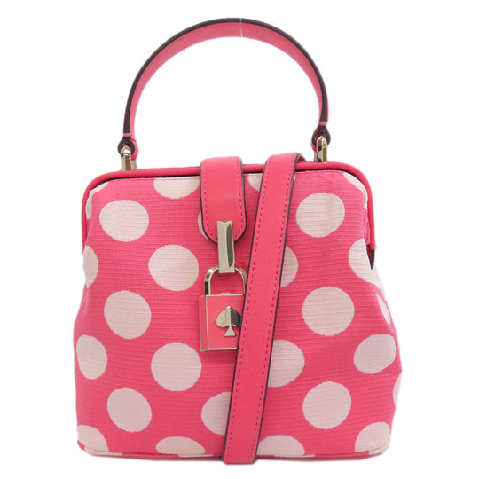 Kate Spade Handbag canvas pink Dot Pattern 2WAY Women Used Authentic